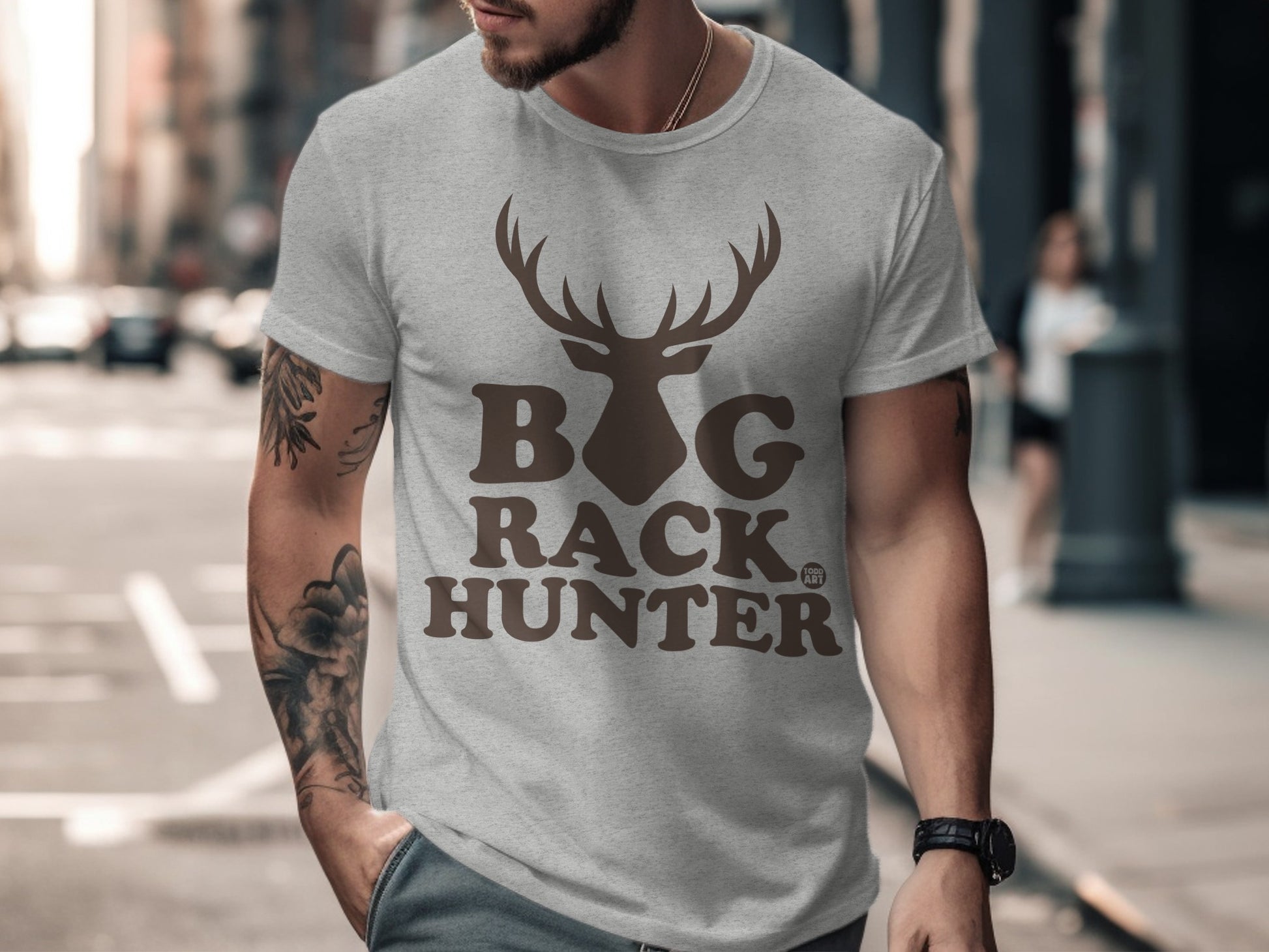 Big Rack Hunter Graphic T-Shirt for Men Casual Wear