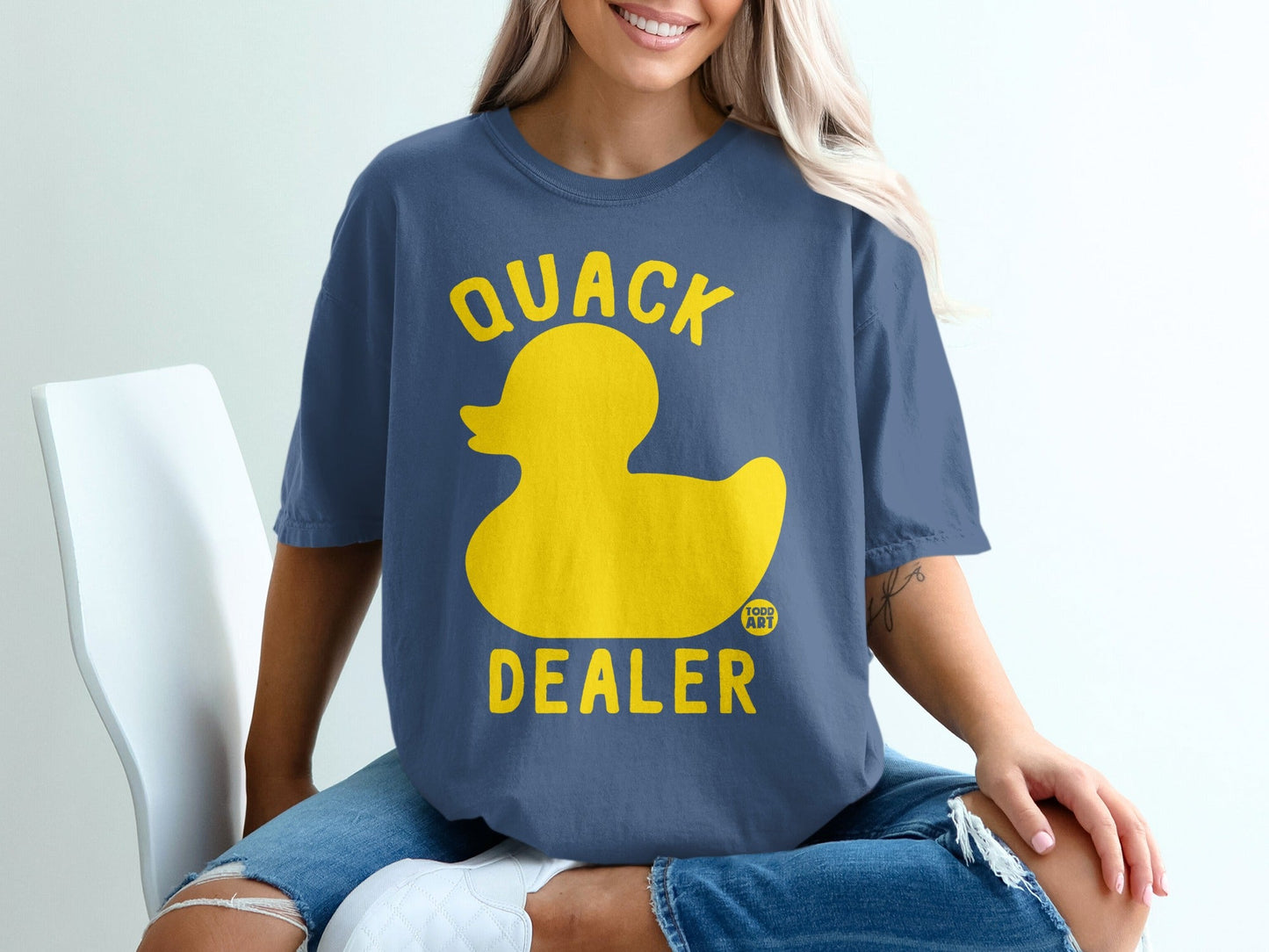 Blue Quack Dealer Duck Graphic T-Shirt