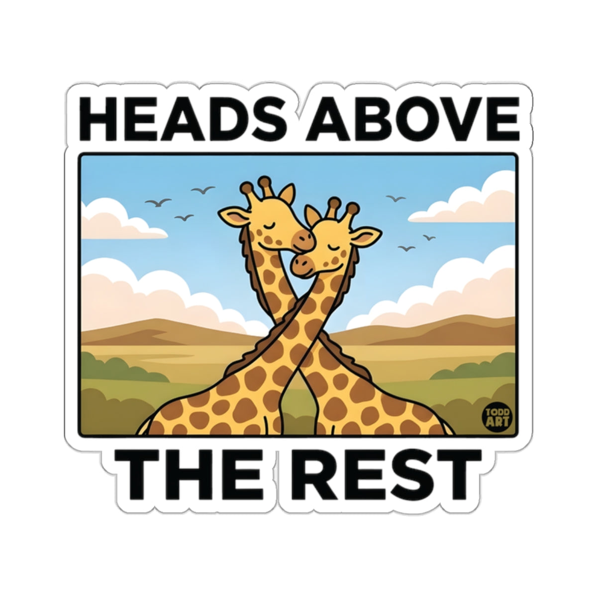 HEADS ABOVE THE REST Adorable Giraffes Hugging 