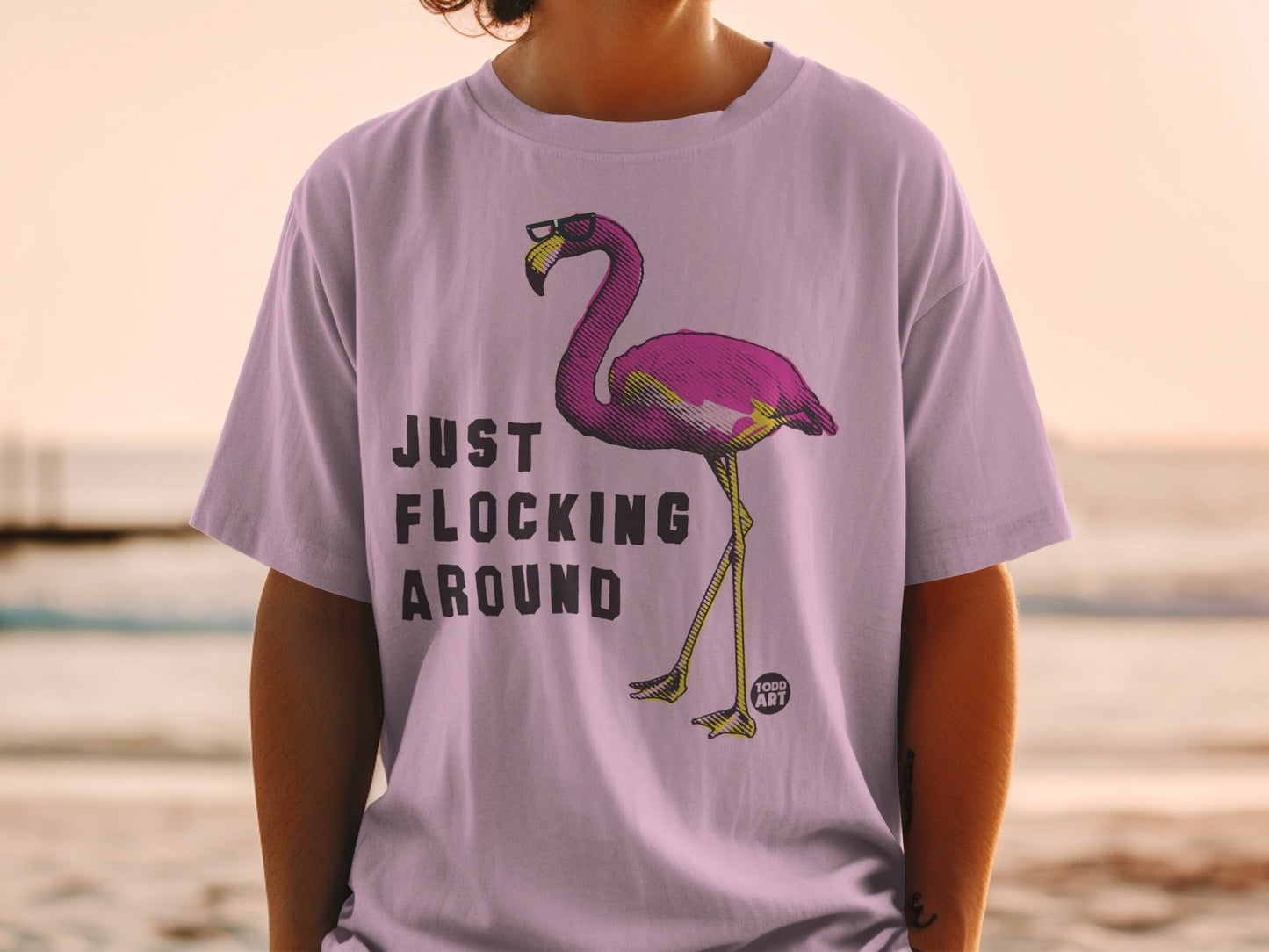 Just Flocking Around Flamingo Print T-shirt
