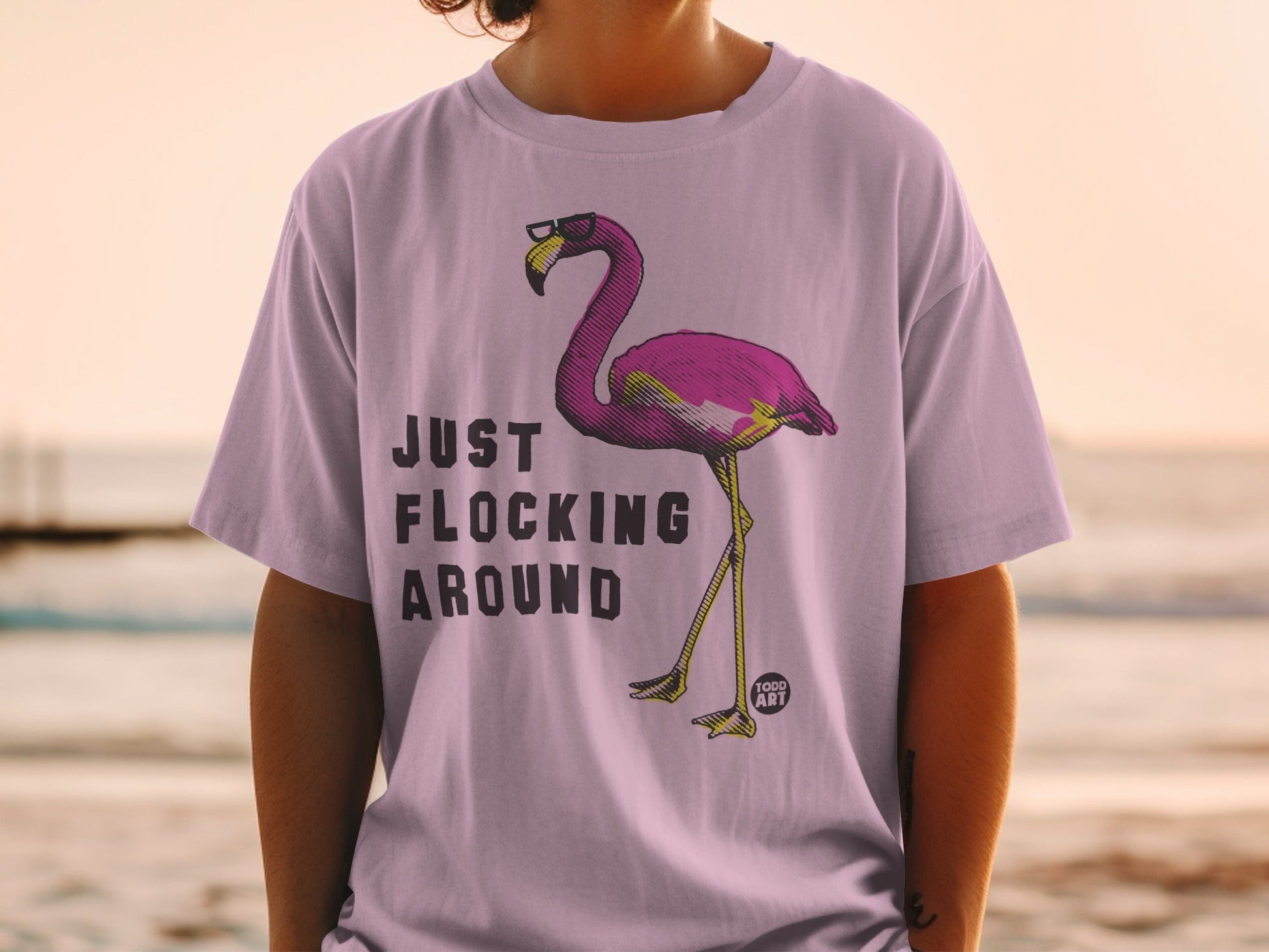 Just Flocking Around Flamingo Print T-shirt