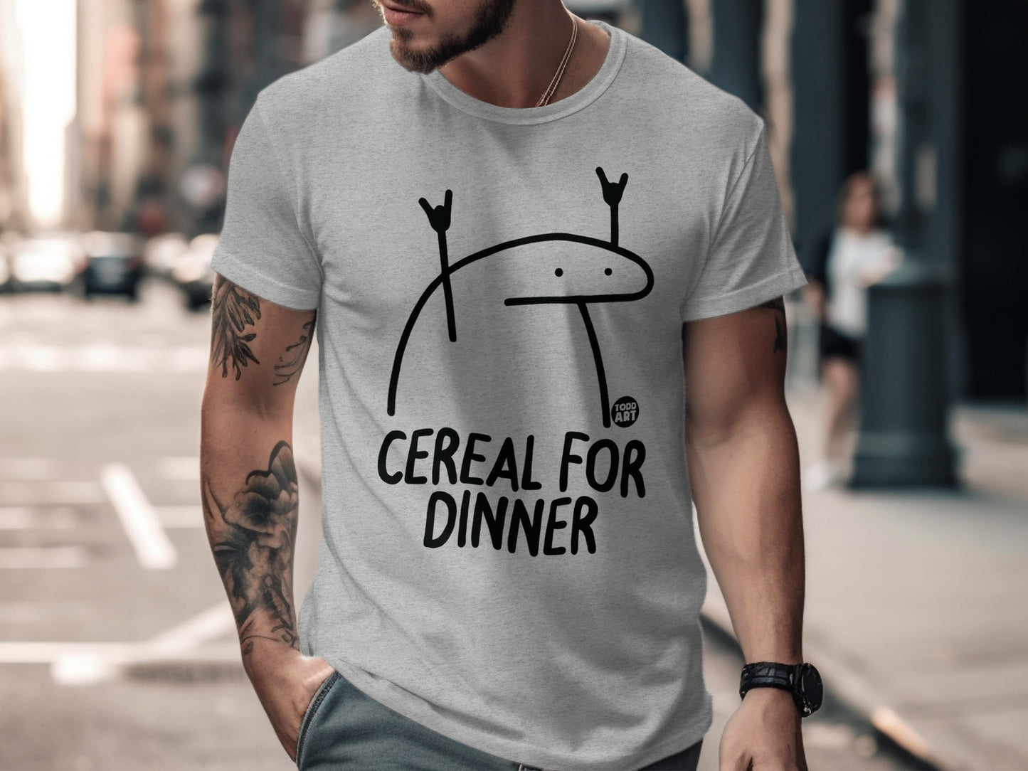 Cereal for Dinner Funny Graphic Tee Shirt