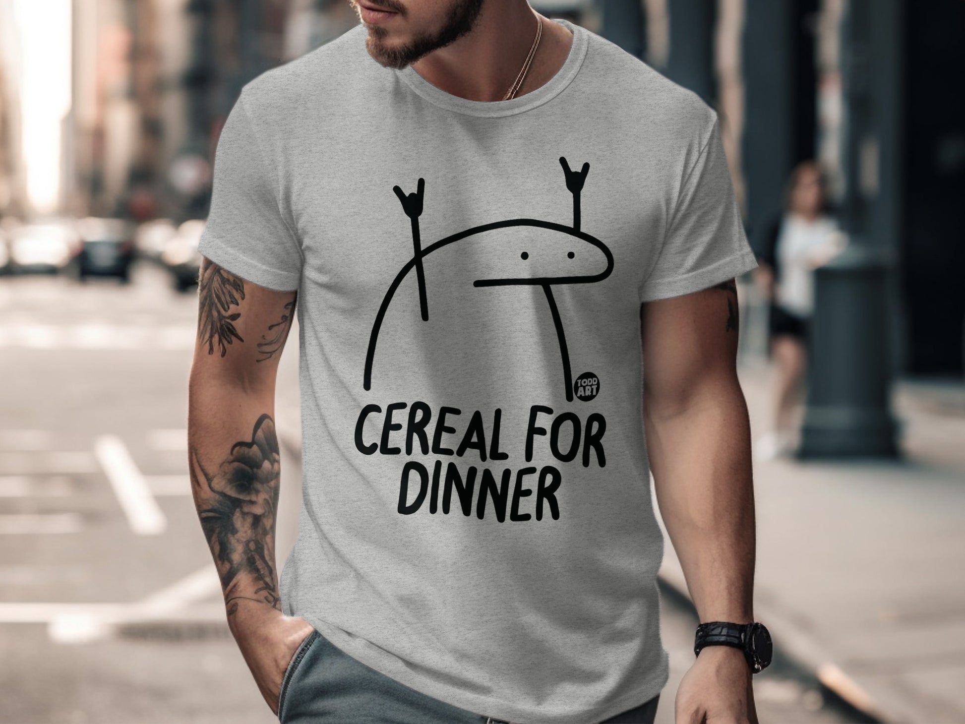 Cereal for Dinner Funny Graphic Tee Shirt