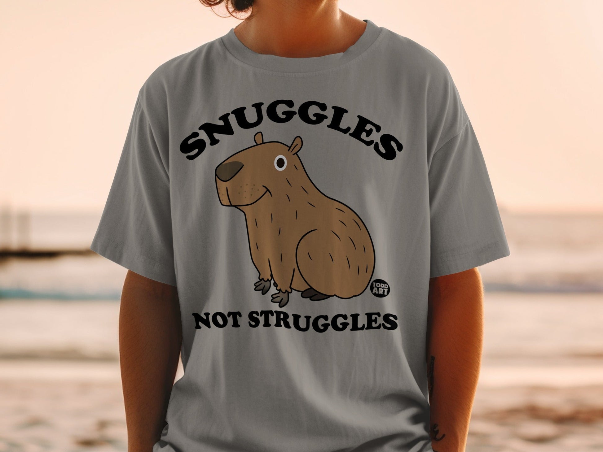 Snuggles Not Struggles Capybara Graphic T-Shirt