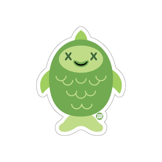 Green Smiling Fish Character Art Sticker for Sale
