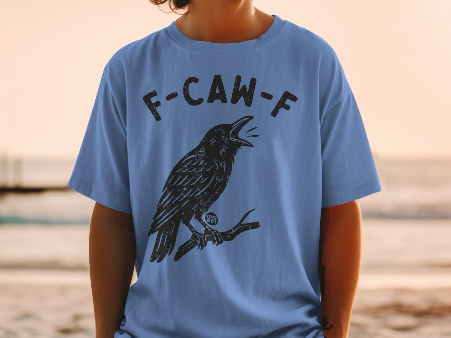 F-CAW-F Graphic Crow Design Blue T-shirt