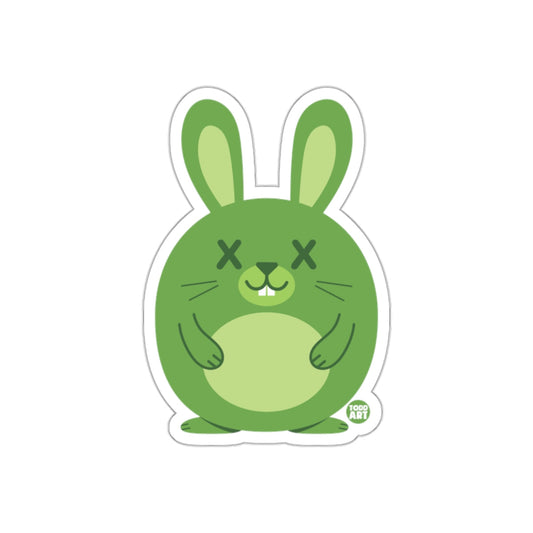 Chubby Green Bunny with X Eyes Adorable Sticker
