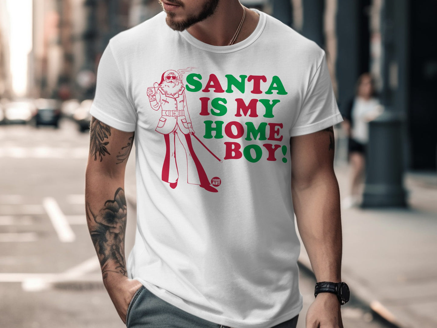 Santa Is My Home Boy Graphic Tee Product