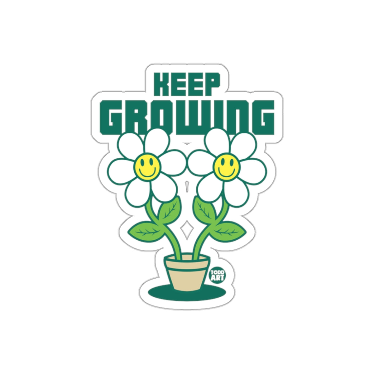 Keep Growing Smiley Flower Pot with Todd Art sticker