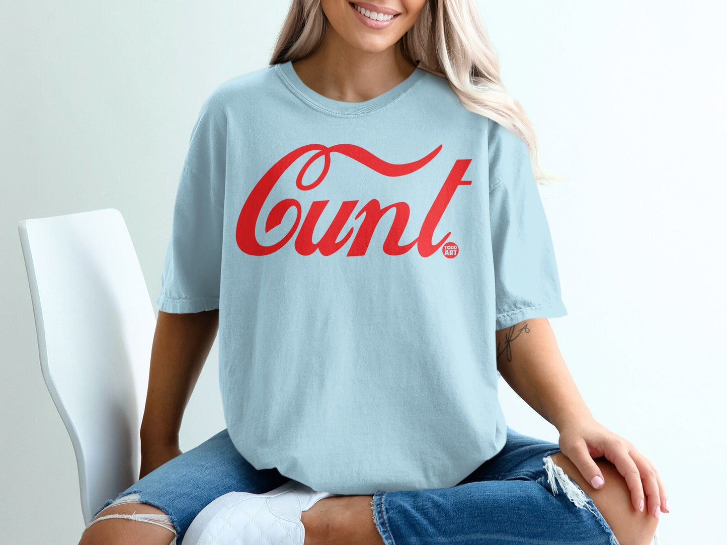 Trendy Statement Cunt Tee with Bold Red Letters