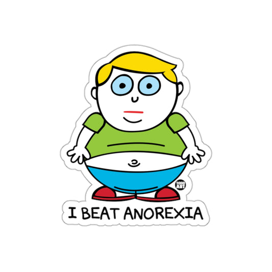 I Beat Anorexia Funny Cartoon Sticker