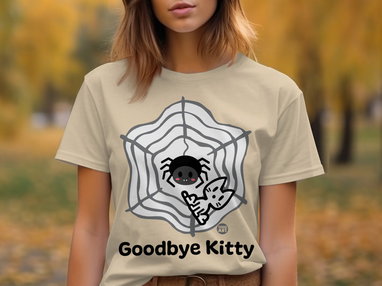 Goodbye Kitty Halloween Spider and Cat Tee