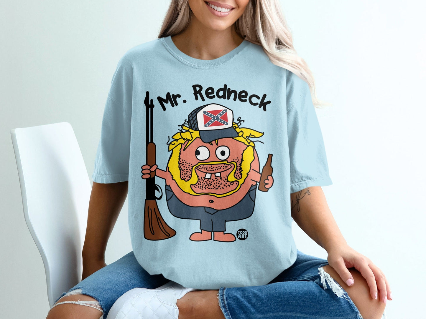 Funny Mr. Redneck Graphic Novelty T-Shirt for Adults