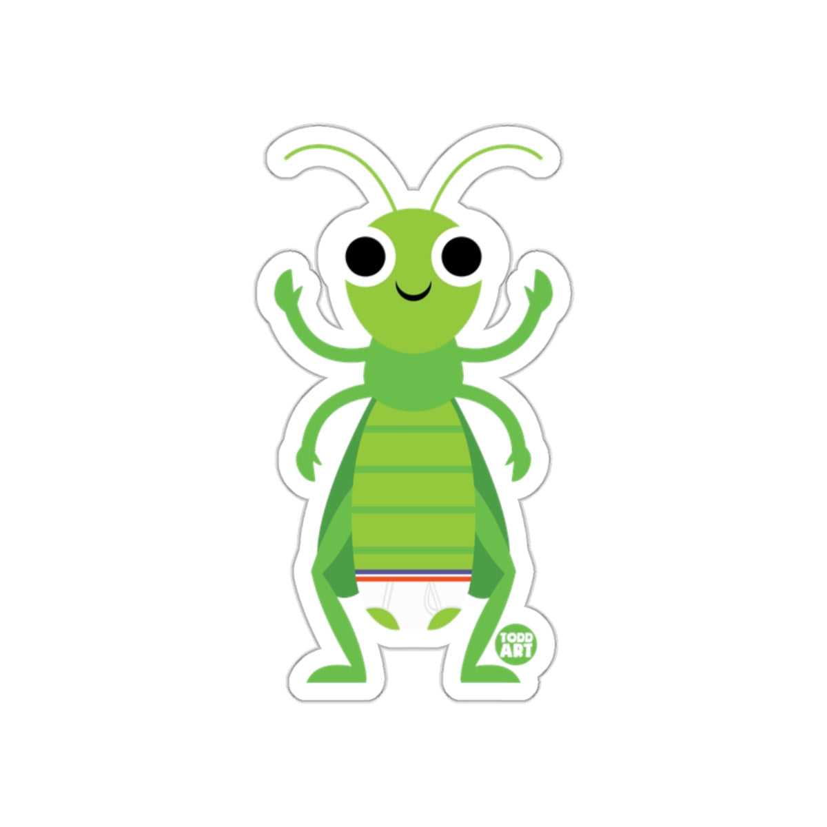 Cute Green Insect Cartoon Character Sticker