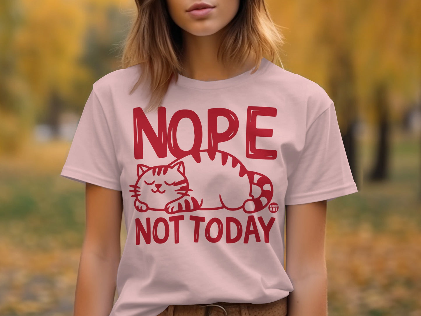 Nope Not Today Cat Graphic T-Shirt for Women