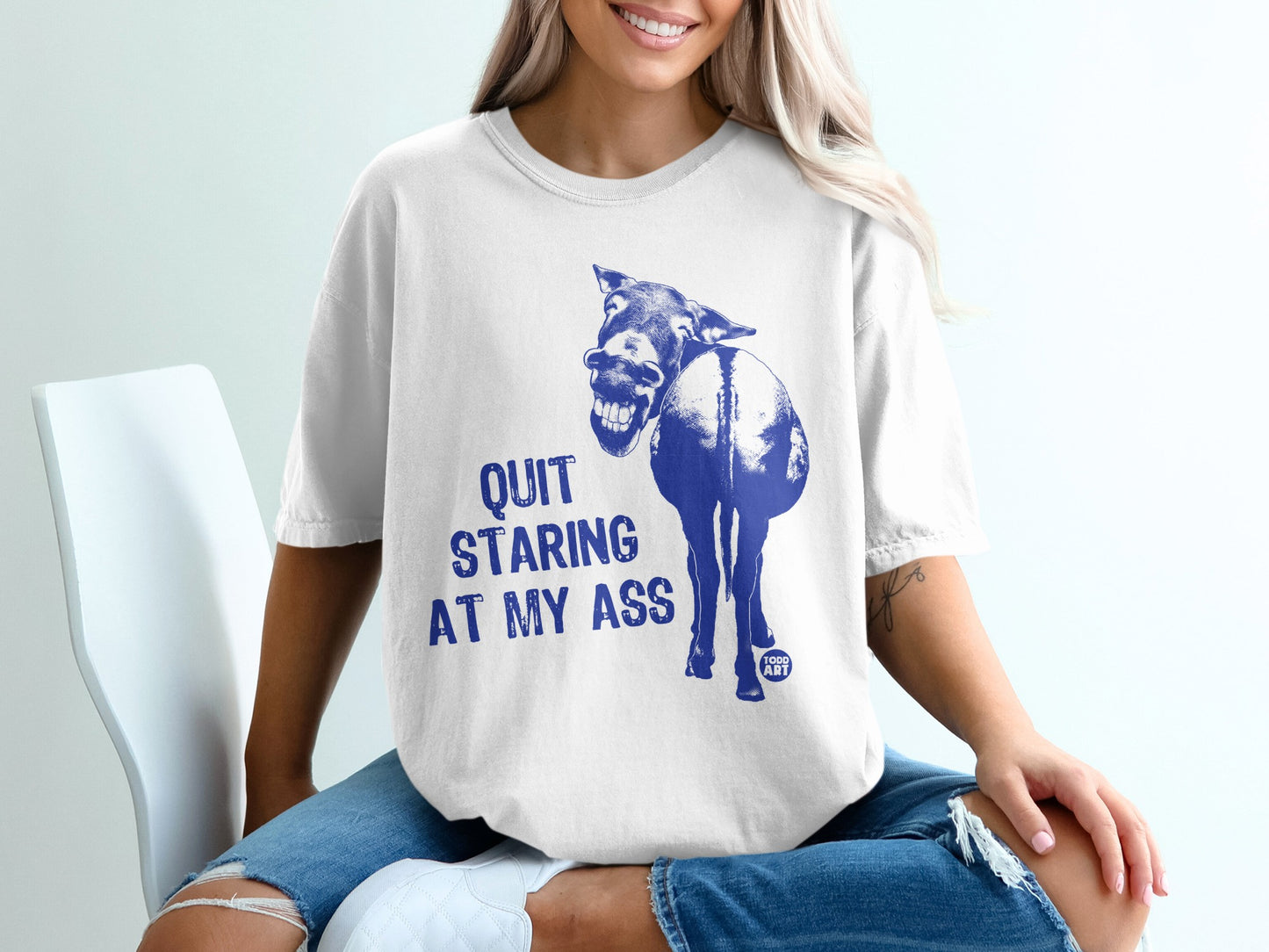 Quit Staring At My Ass Funny Graphic T-shirt
