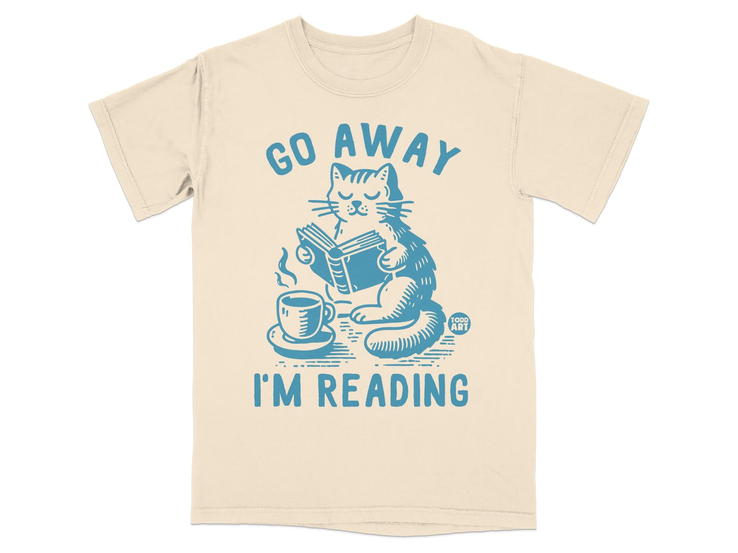 Go Away I'm Reading Blue Cat Reading Book T-Shirt