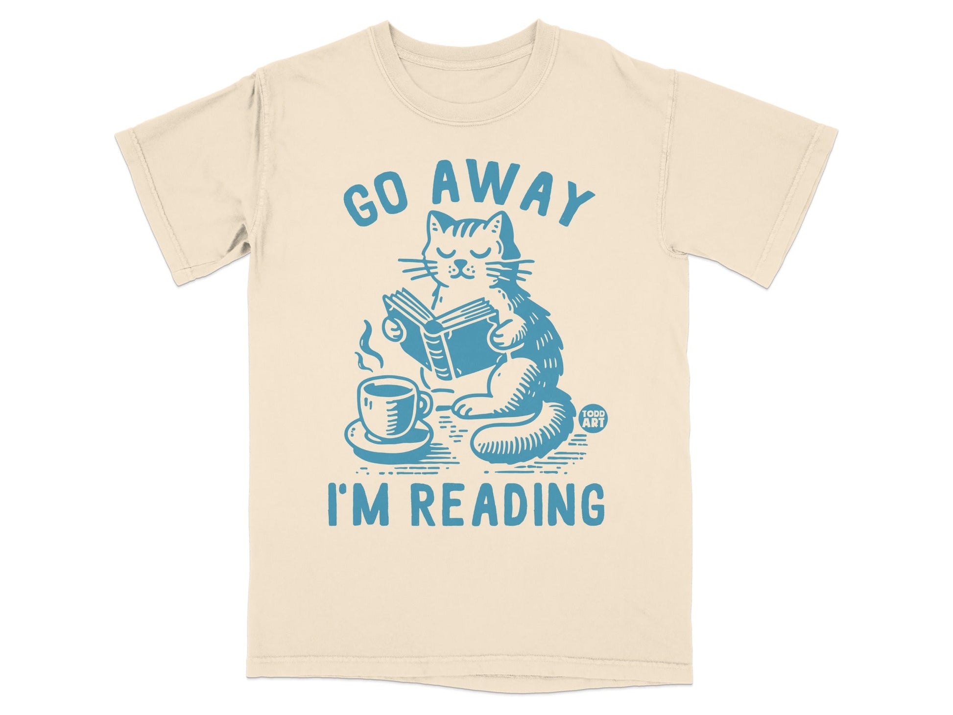 Go Away I'm Reading Blue Cat Reading Book T-Shirt