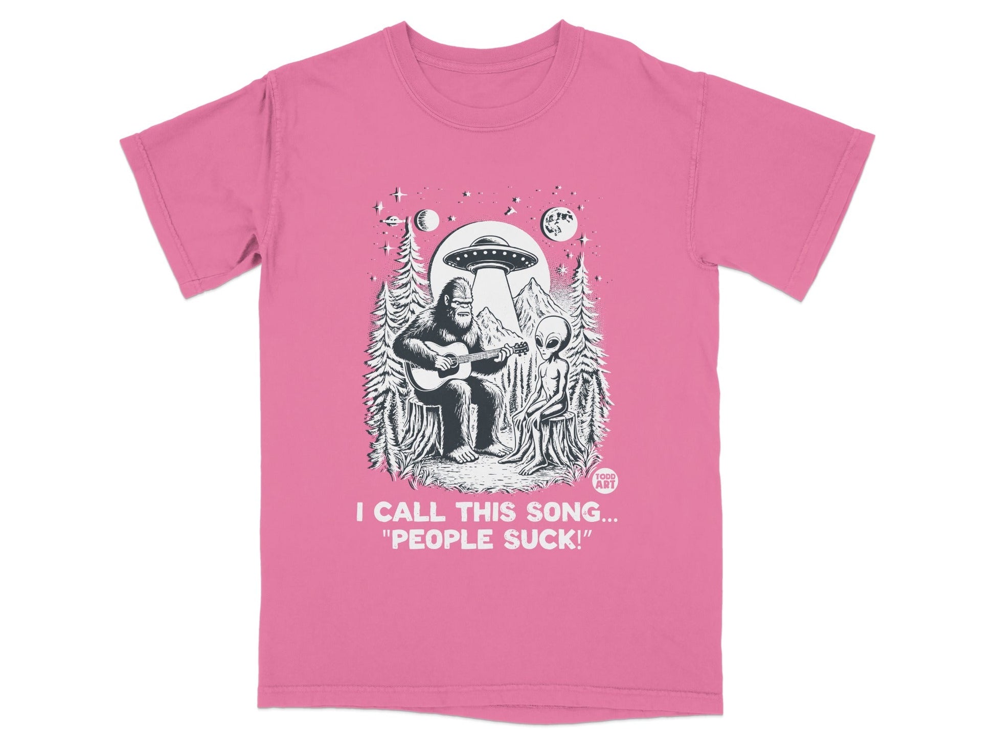 Alien and Bigfoot People Suck Novelty T-shirt