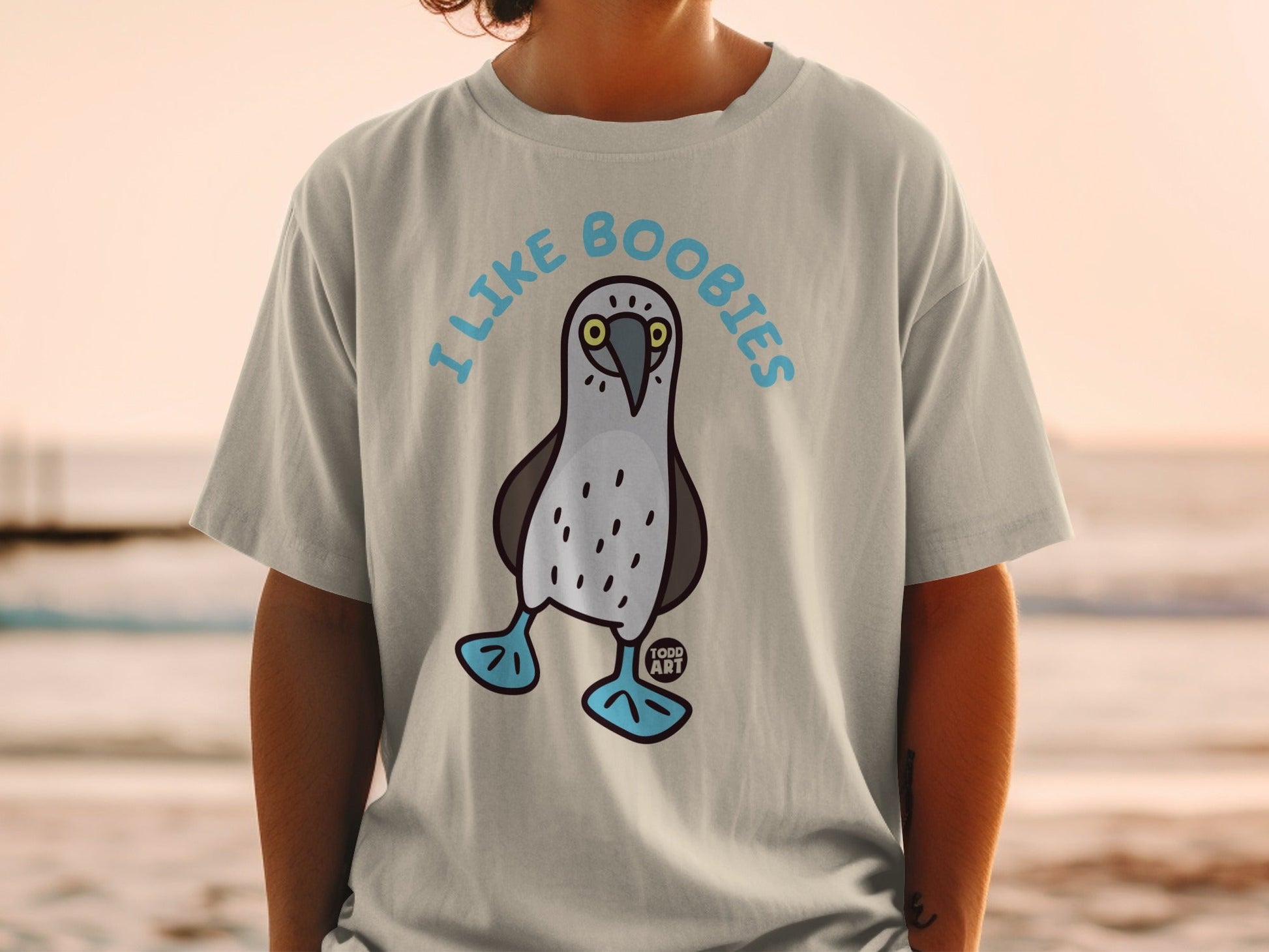 I Like Boobies Cartoon Bird Graphic T-Shirt
