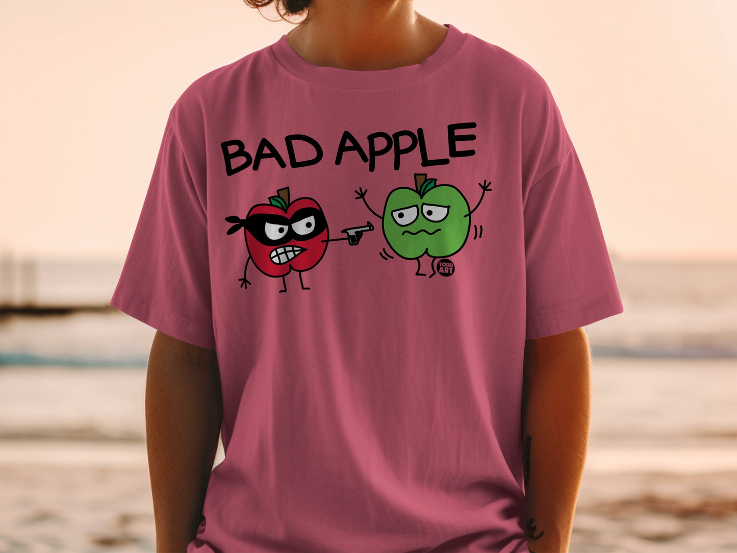 Bad Apple Funny Graphic Cartoon Design t-shirt