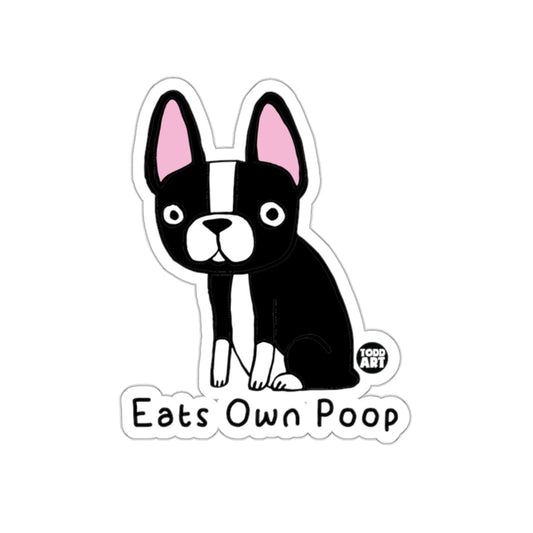Funny Cartoon Dog Eats Own Poop Sticker Product