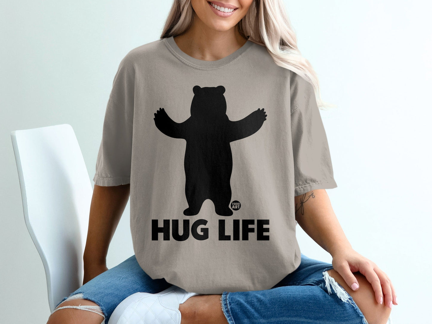 Hug Life Bear Graphic Tee Shirt Casual Fashion Apparel