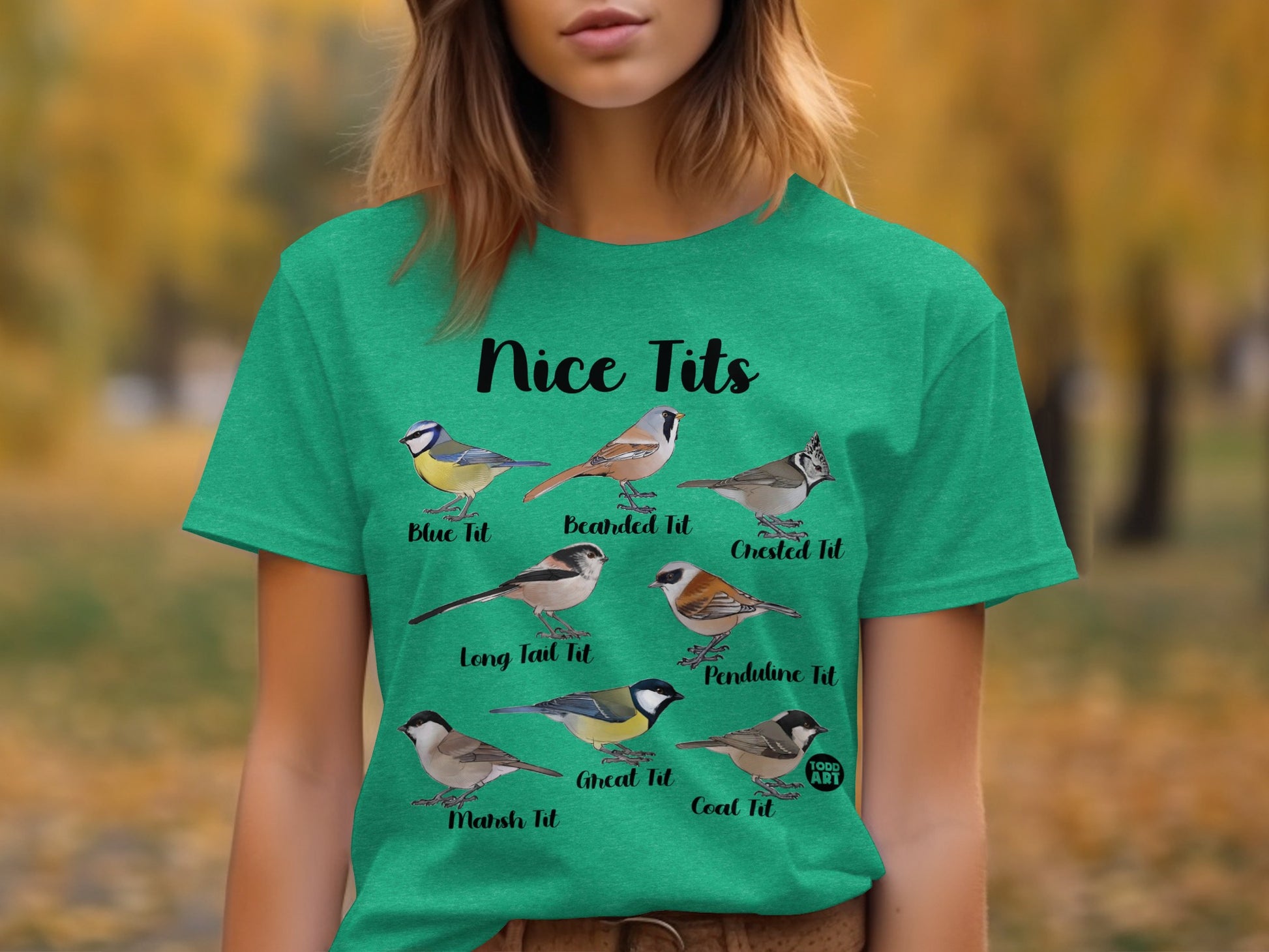 Nice Tits Bird Lover's T-shirt Illustrated Birds Tee