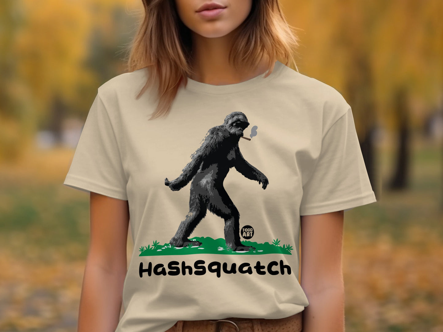 HashSquatch Graphic Tee Cute Bigfoot Smoking Tshirt
