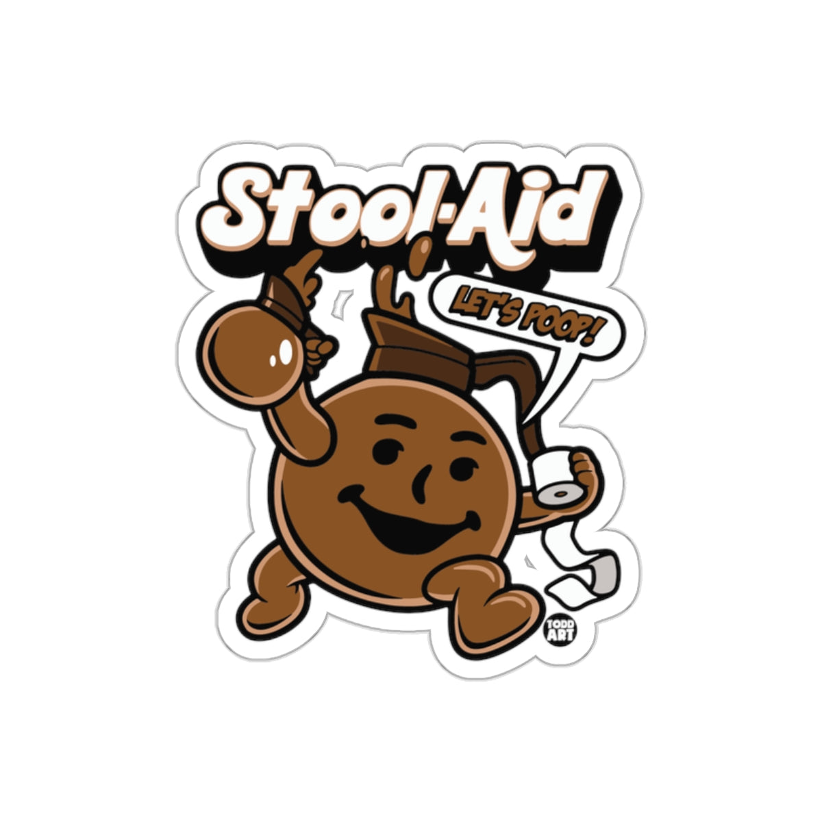 Stool-Aid Mascot Lets Poop Illustration Design sticker