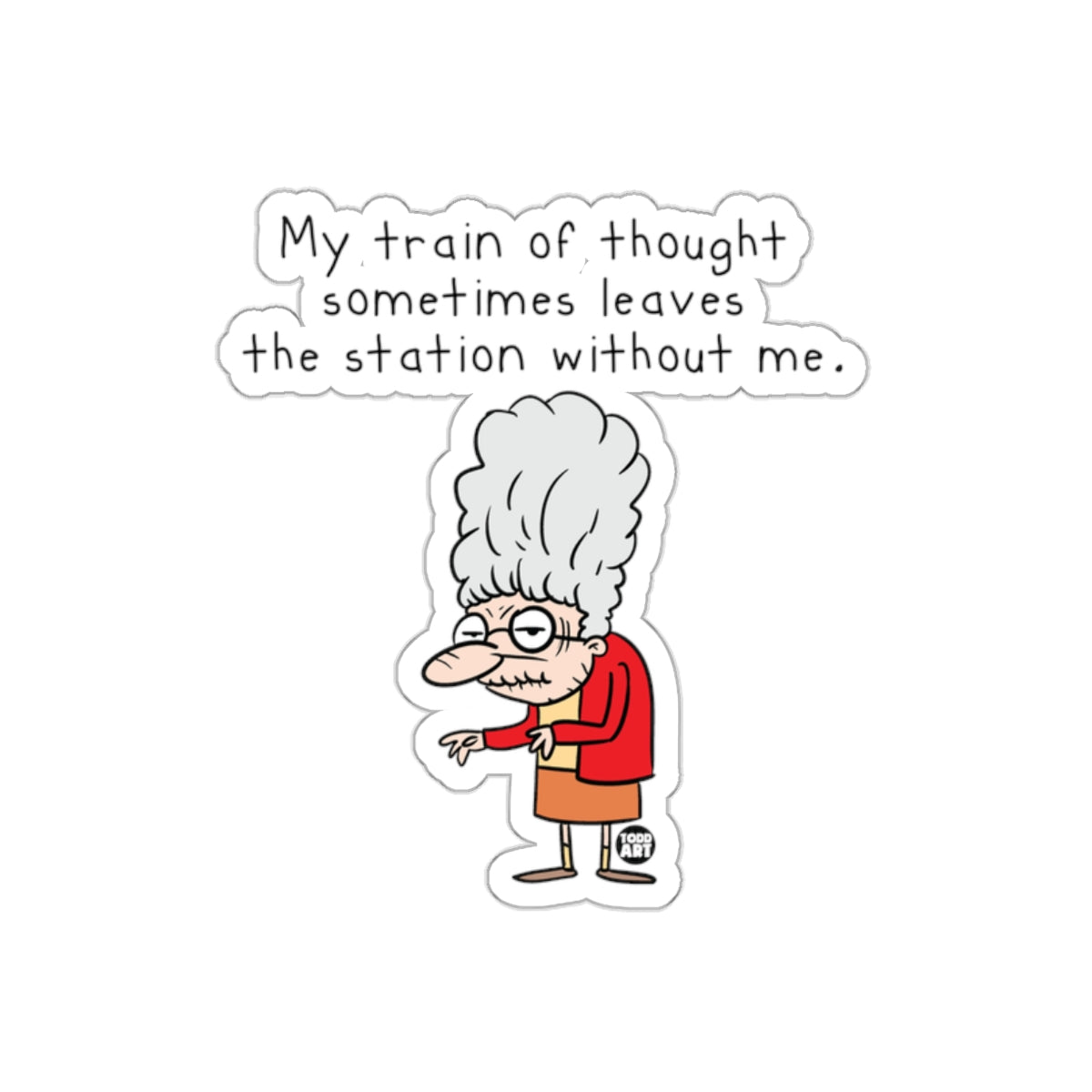 Funny Cartoon Train of Thought Sticker Decal