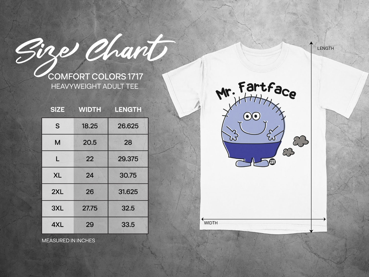 Mr. Fartface Heavyweight Adult Tee Shirt for Adults