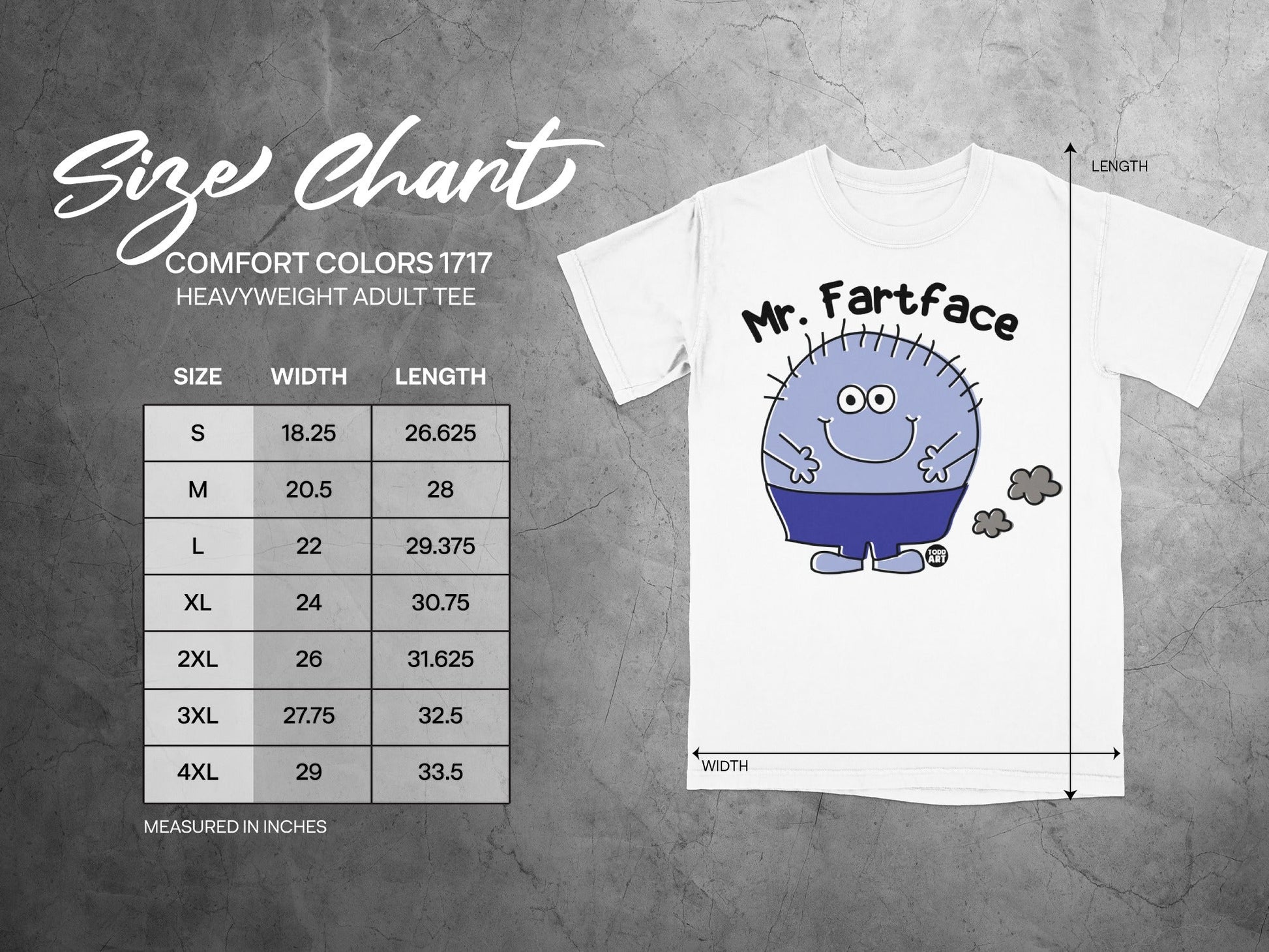 Mr. Fartface Heavyweight Adult Tee Shirt for Adults