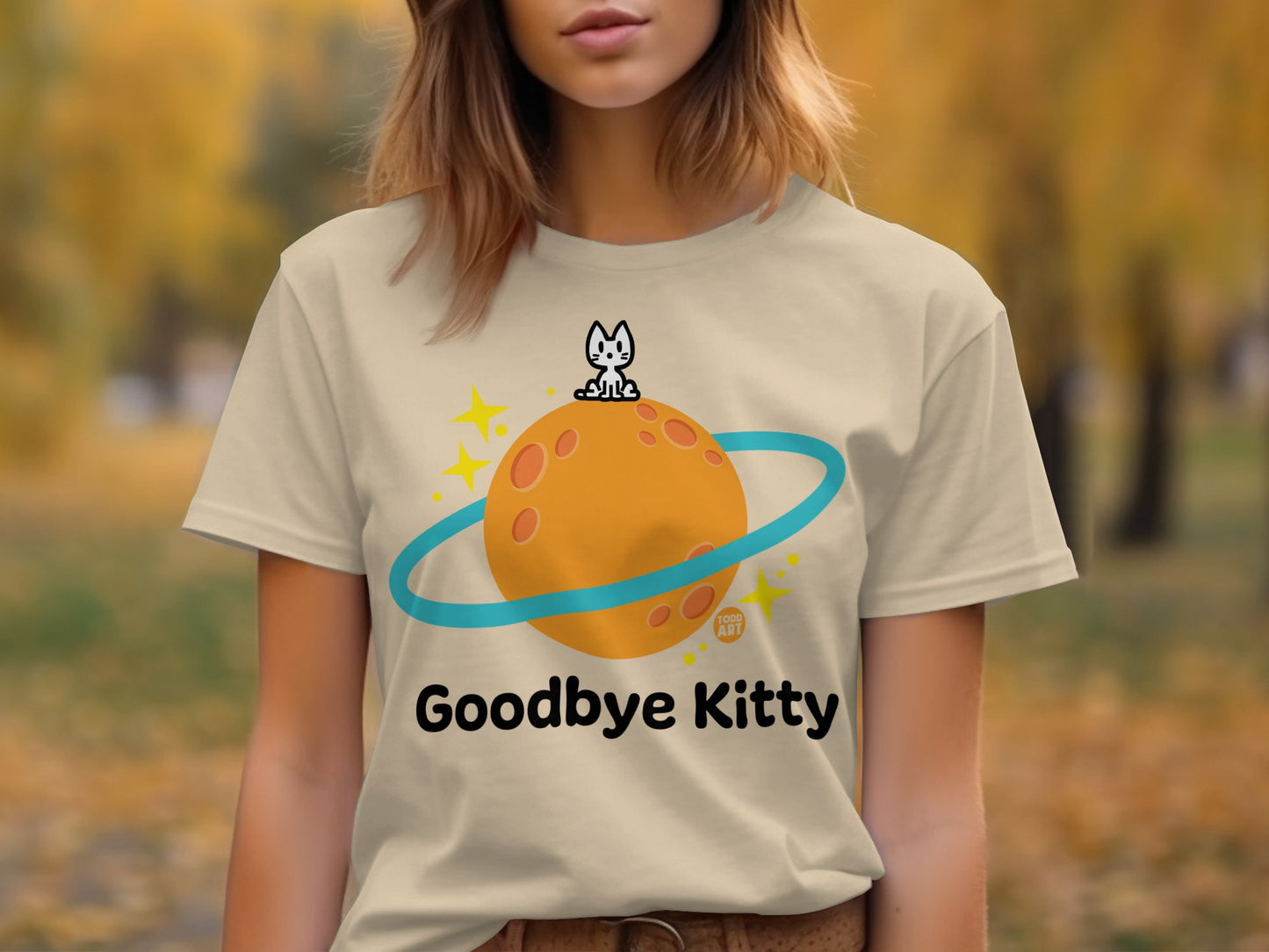 Goodbye Kitty Cute Cat and Planet Themed Shirt