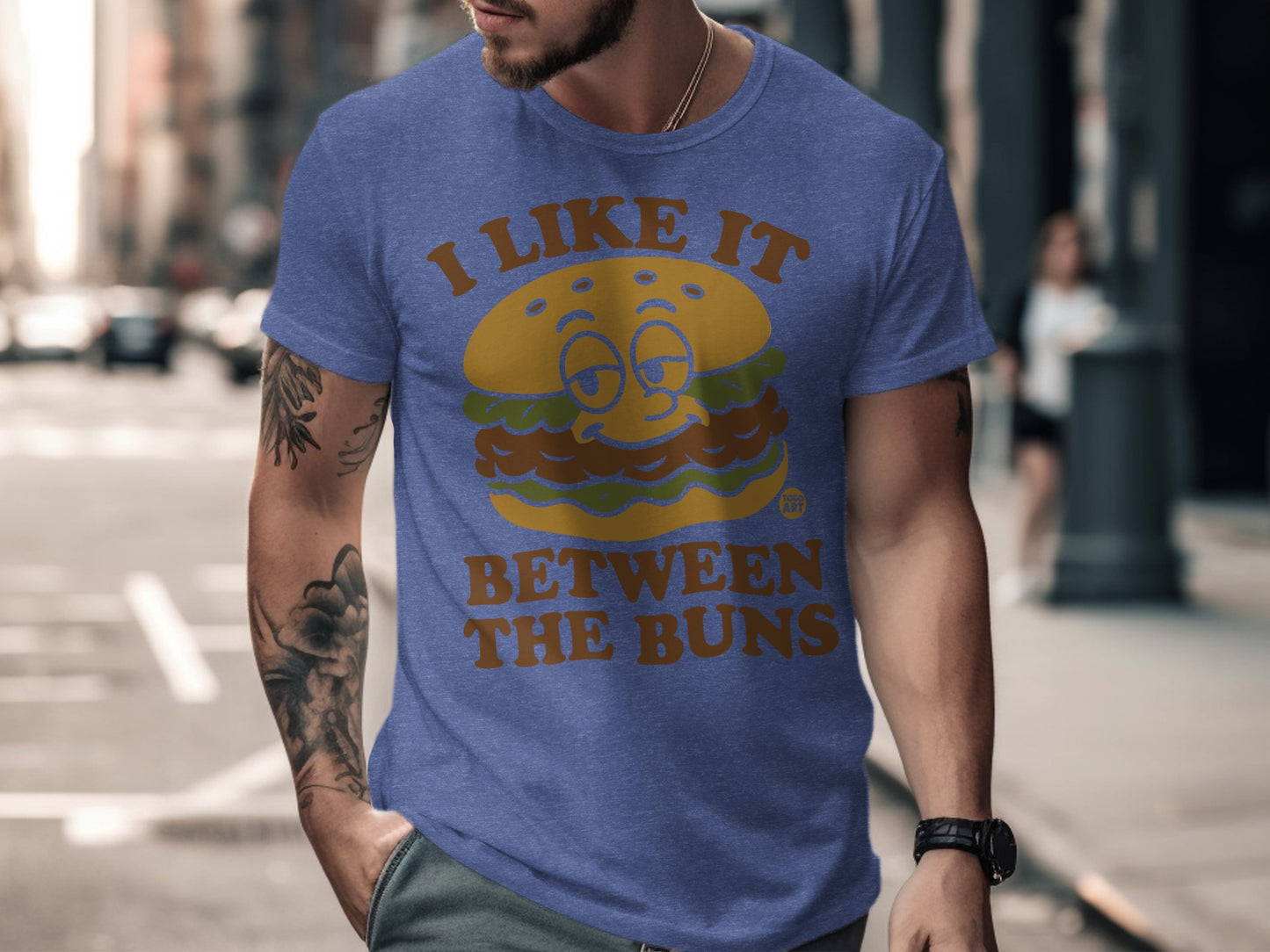 I Like It Between the Buns Funny Burger T-shirt