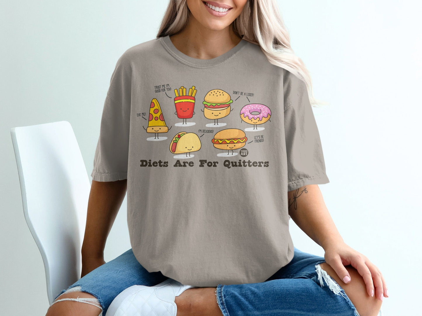 Fun Cartoon Food Diets Are For Quitters T-Shirt