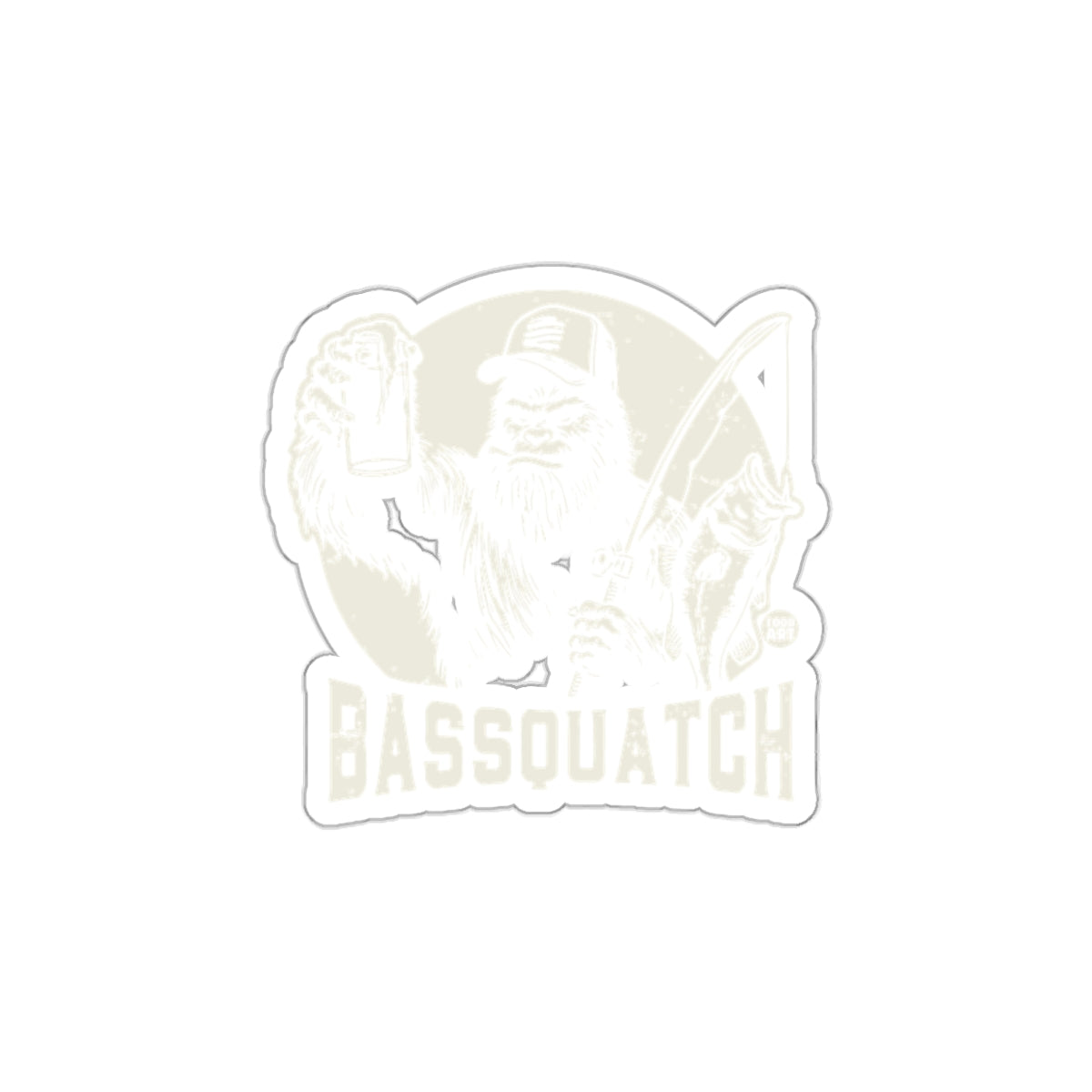 Bassquatch Fishing Themed Sticker Fun Design