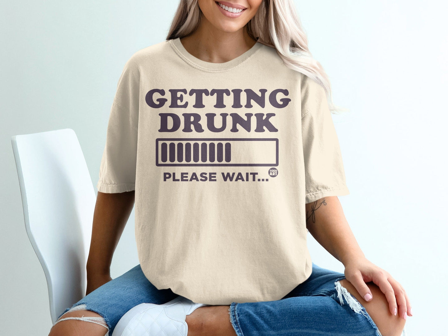 Getting Drunk Please Wait Graphic Tee Shirt