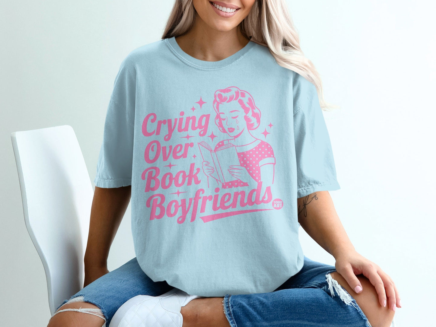 Crying Over Book Boyfriends Graphic Tee Shirt