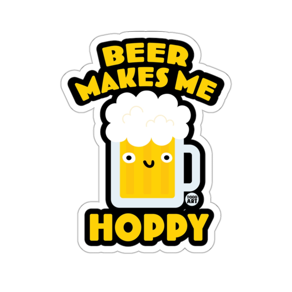 Beer Makes Me Hoppy Funny Mug Sticker Product