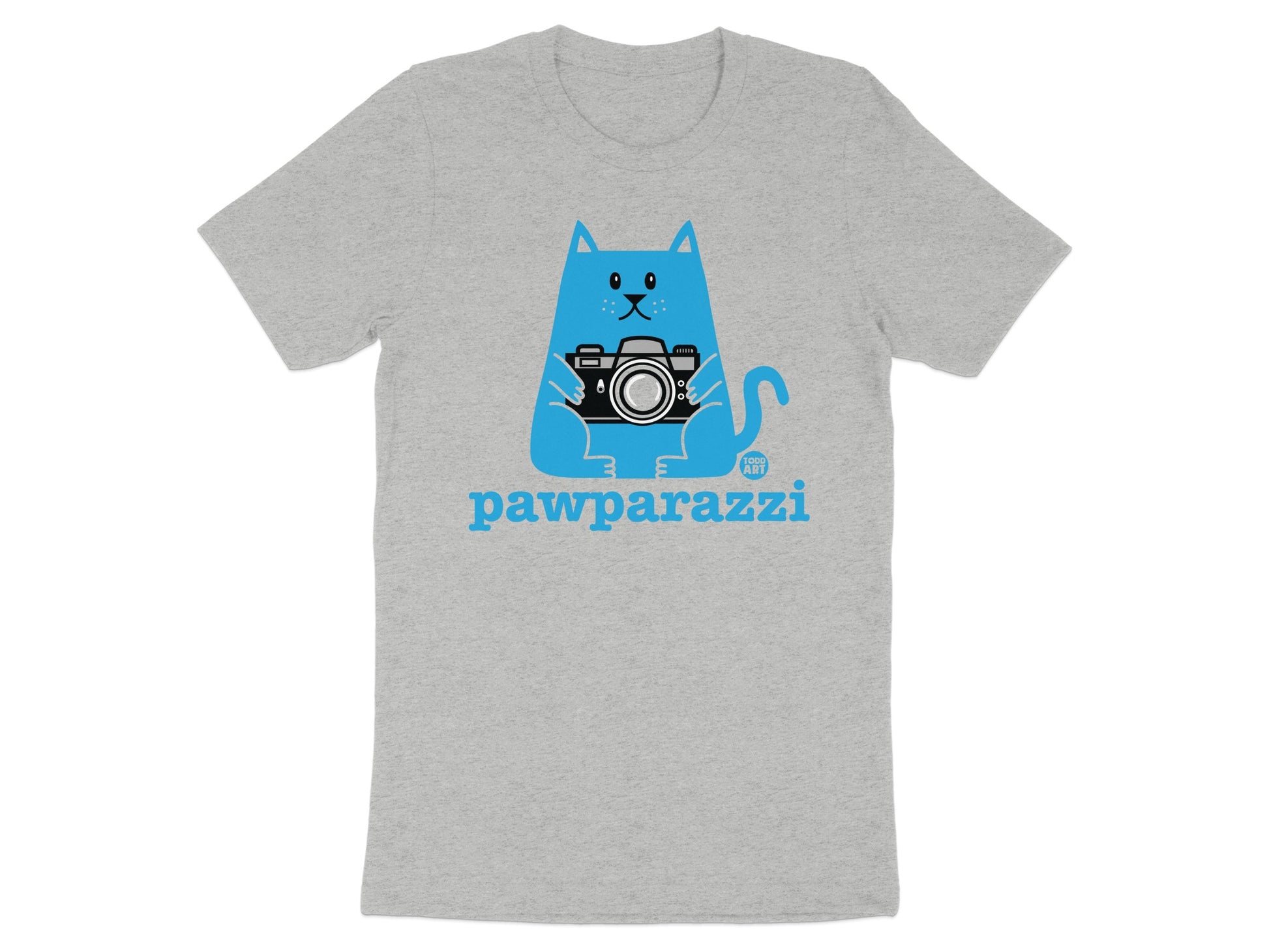 Pawparazzi Blue Cat Camera Graphic T-Shirt