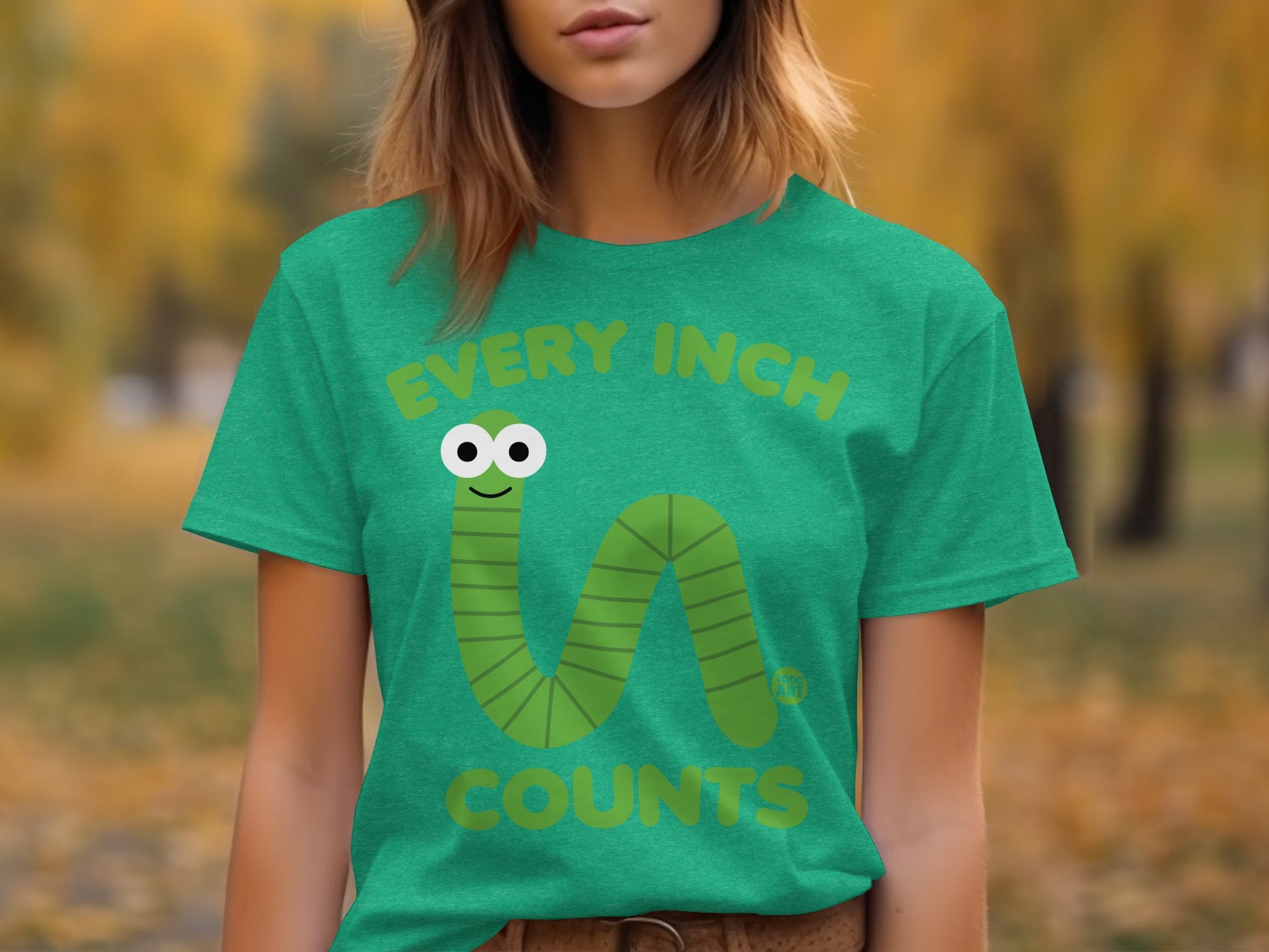 Every Inch Counts Green Worm Funny Graphic T-Shirt