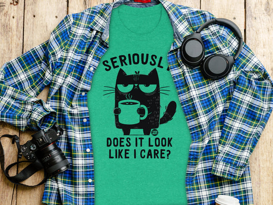 Seriously Does It Look Like I Care Cat T-Shirt
