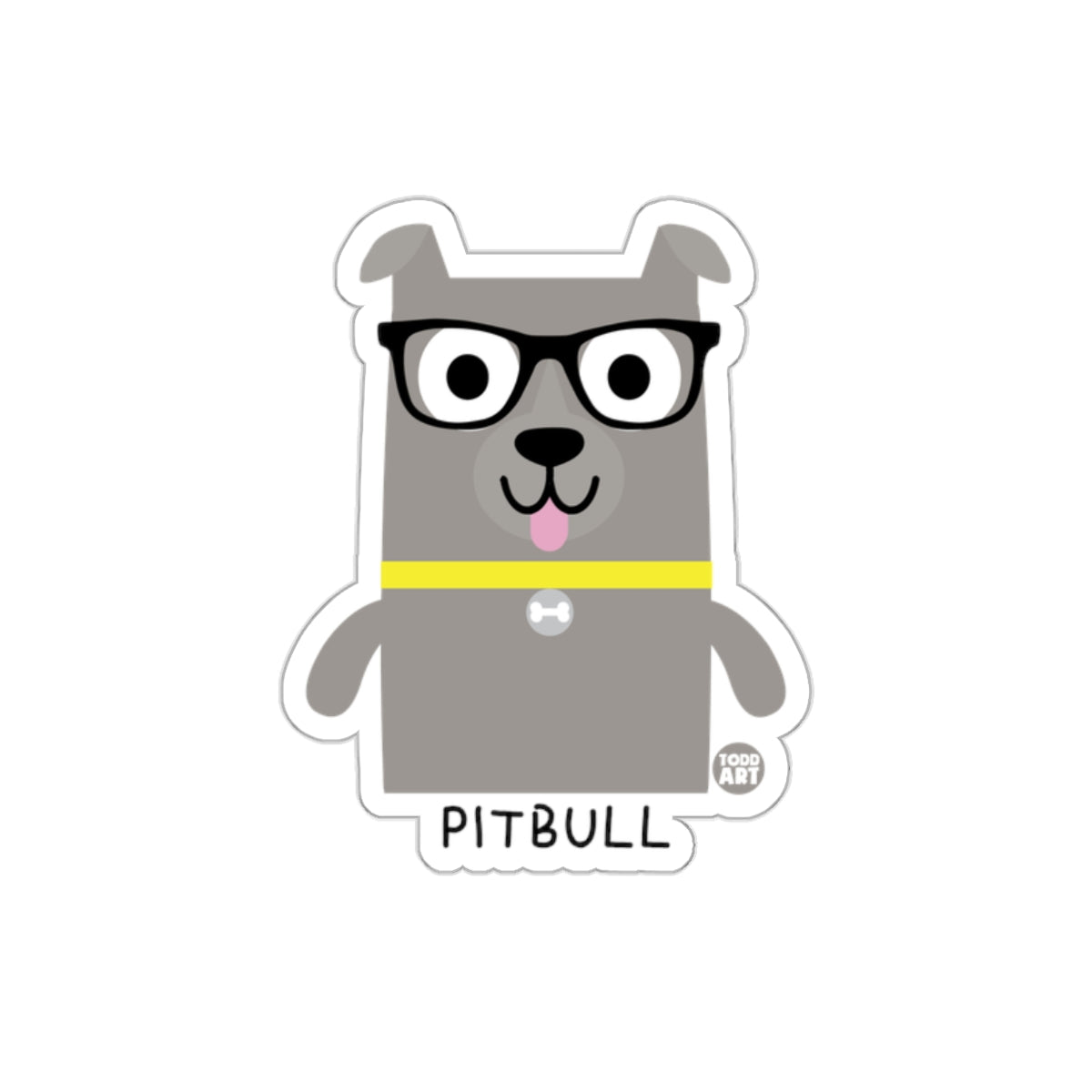 Cute Cartoon Pitbull with Glasses Sticker