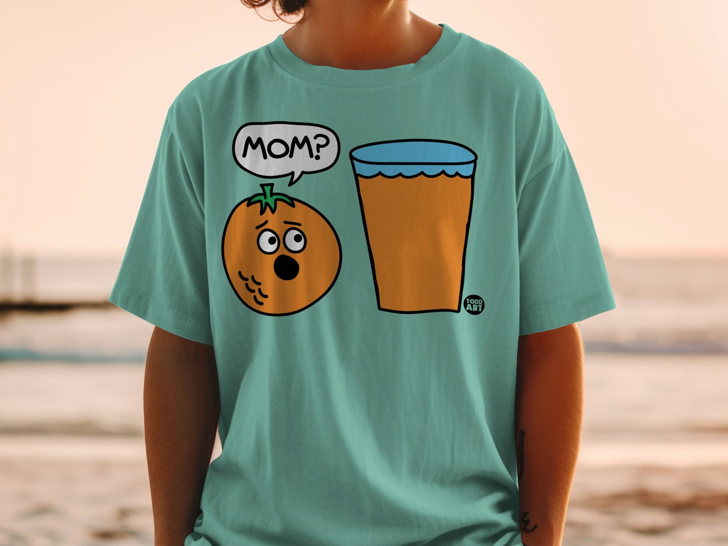 Surprised orange MOM speech bubble juice glass product type
