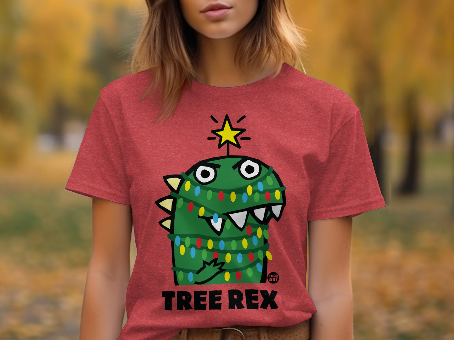 Funny Christmas Tree Rex Dinosaur T-Shirt