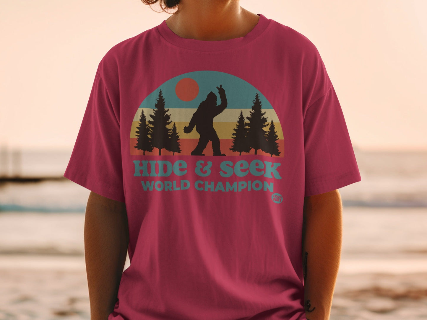 Retro Hide & Seek World Champion Bigfoot Graphic Shirt