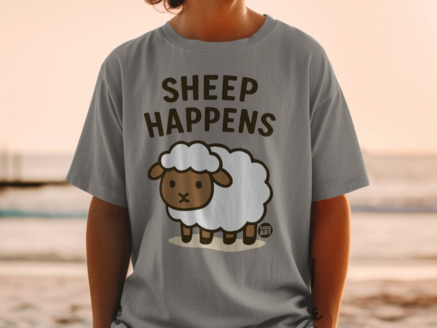 Sheep Happens Graphic Funny T-Shirt Casual Wear