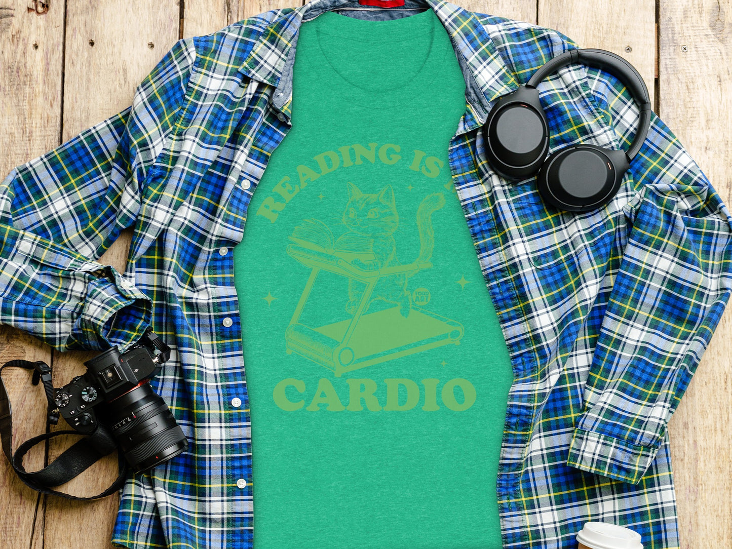Reading is Cardio Cat Graphic Tee Shirt