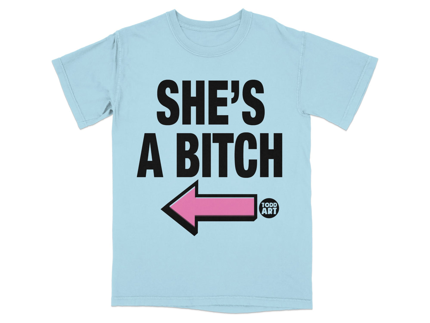 SHE'S A BITCH Funny Quote TODD ART Pointing Arrow product type